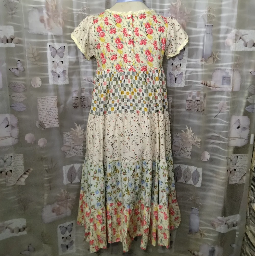 Malley Too Dallas Vintage Tiered Boho Prairie Cottagecore Maxi Dress Size 16